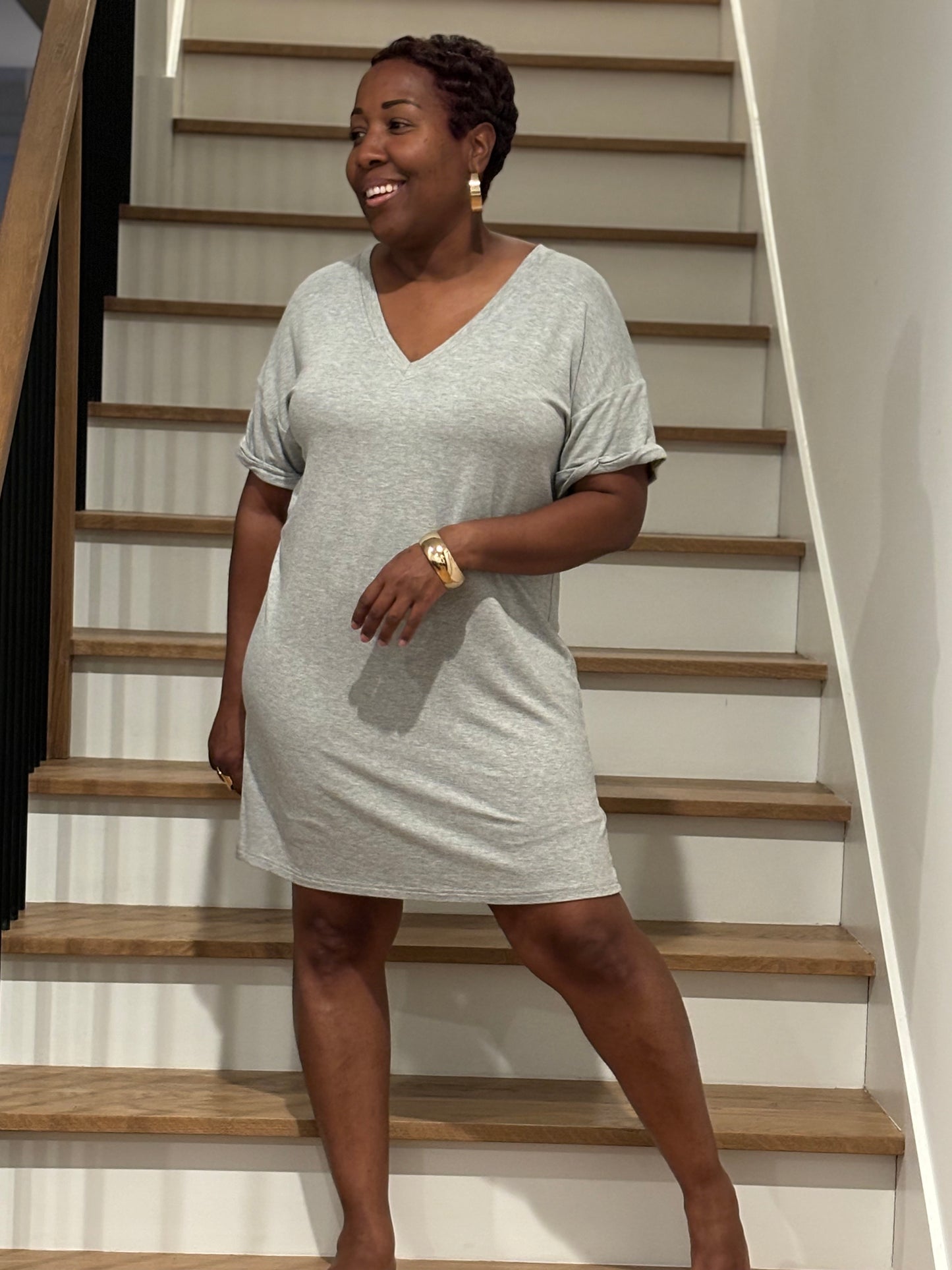 Heather Grey V-Neck Dress