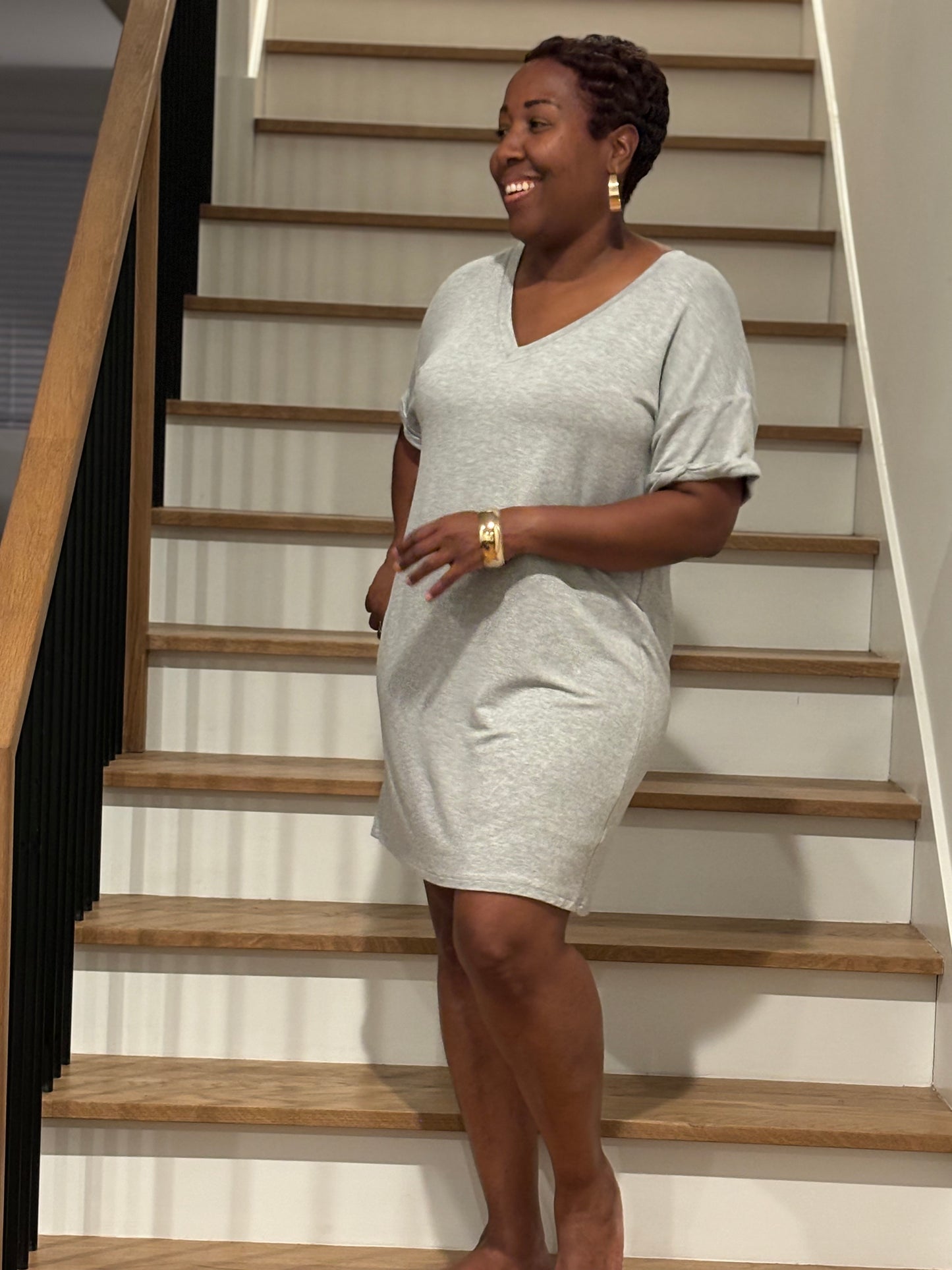 Heather Grey V-Neck Dress