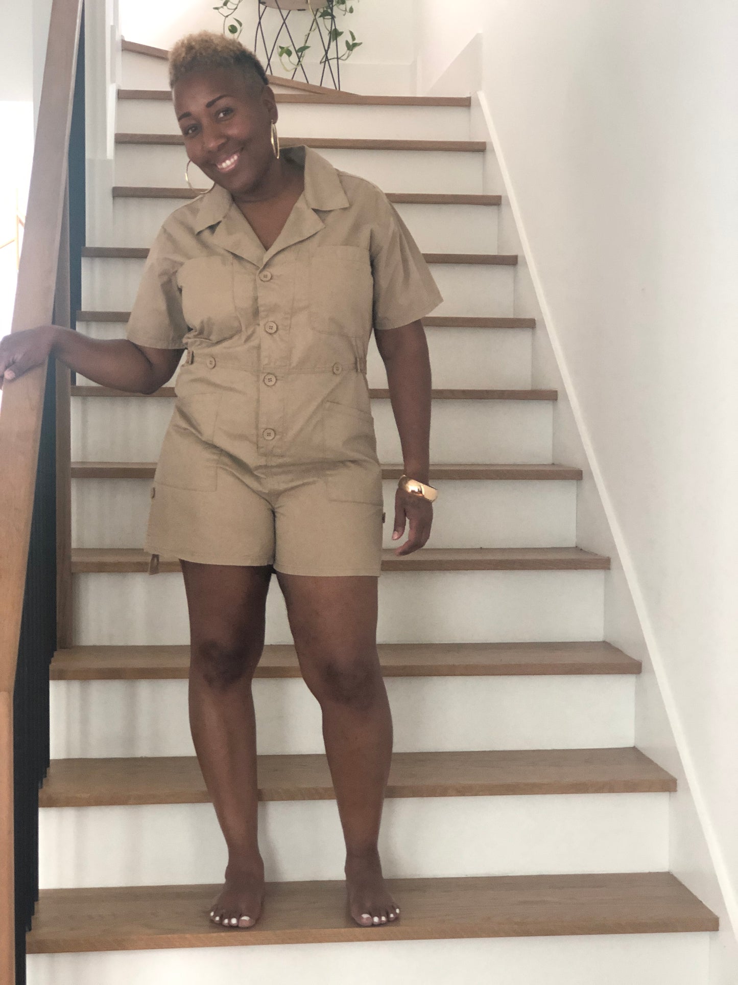 Dark Beige Short Romper