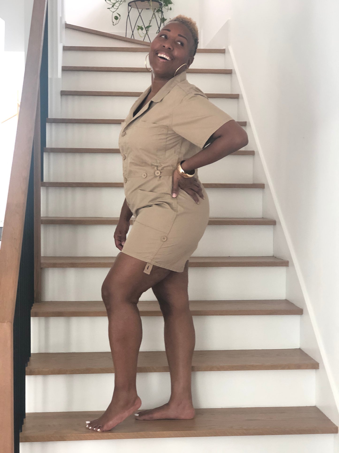 Dark Beige Short Romper