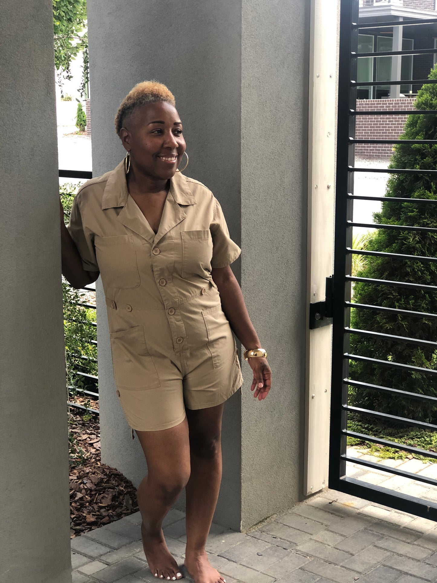 Dark Beige Short Romper