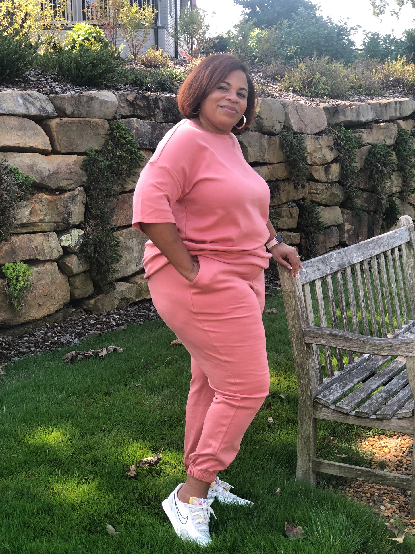 Ash Rose Short Sleeve Sweatsuit Curvy