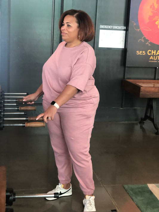 Lavender Short Sleeve Sweatsuit Curvy