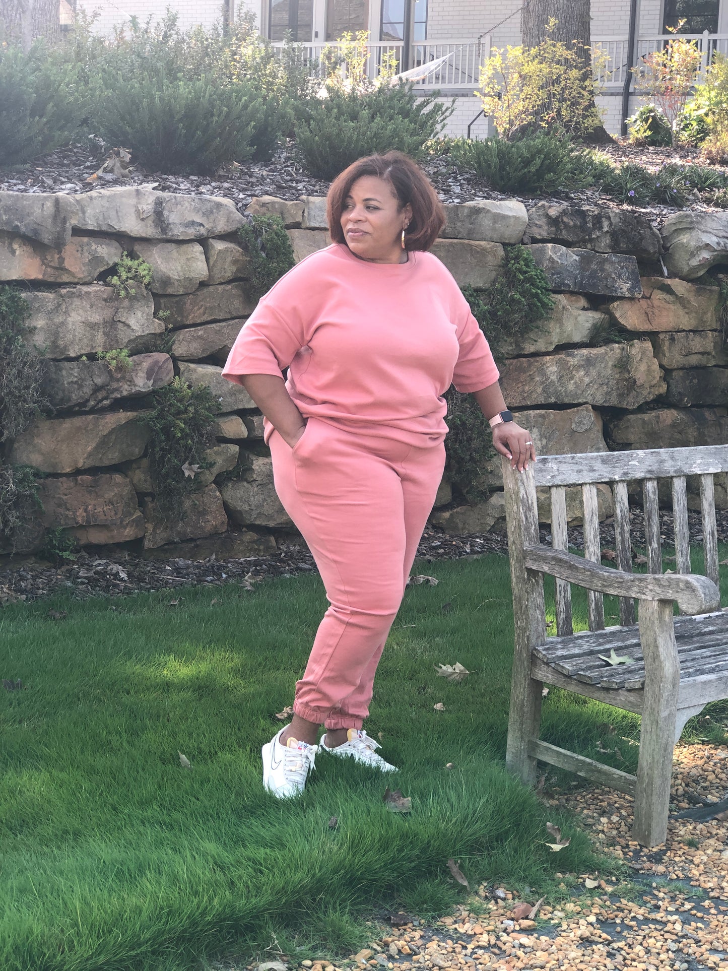 Ash Rose Short Sleeve Sweatsuit Curvy