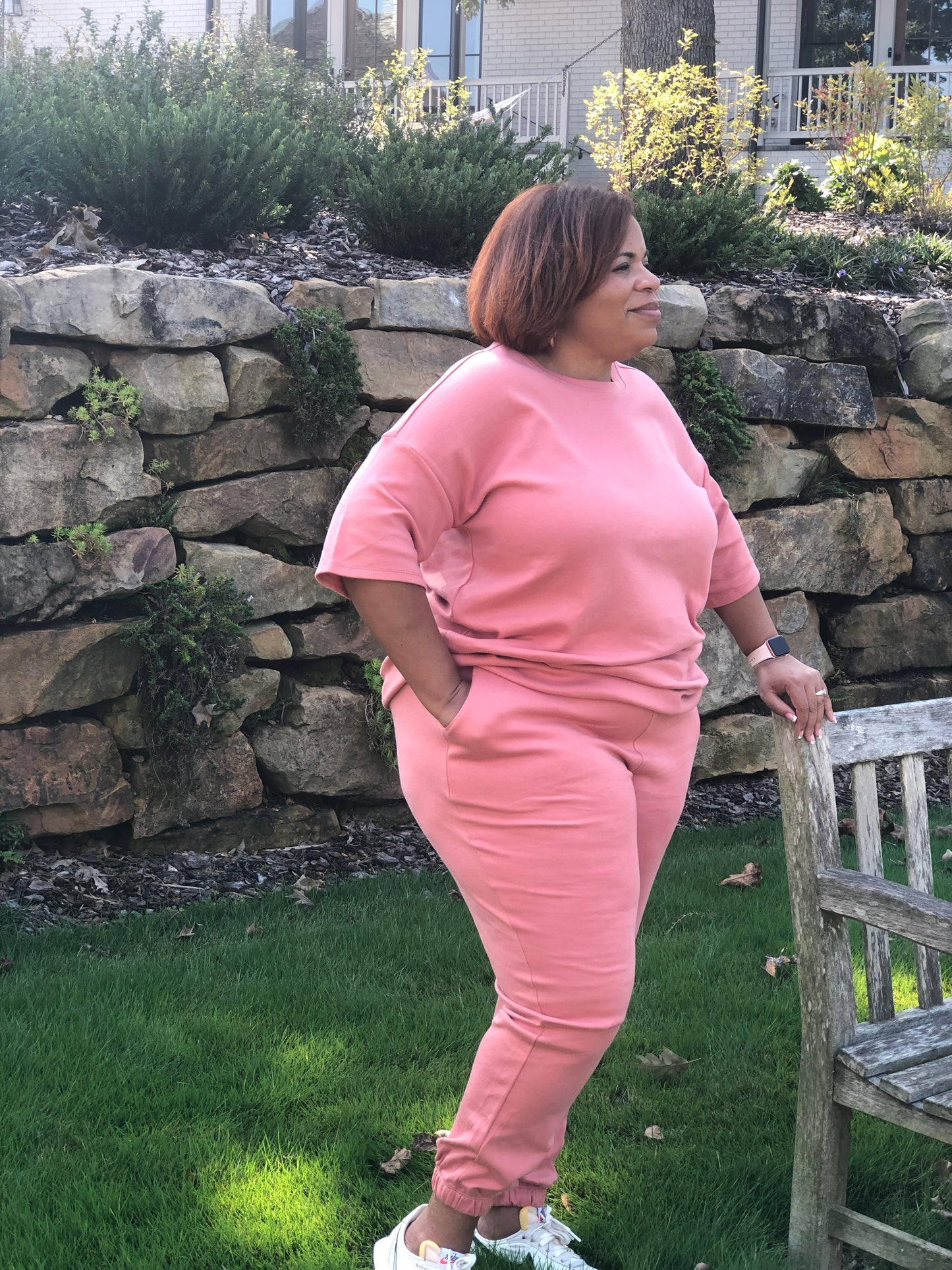 Ash Rose Short Sleeve Sweatsuit Curvy