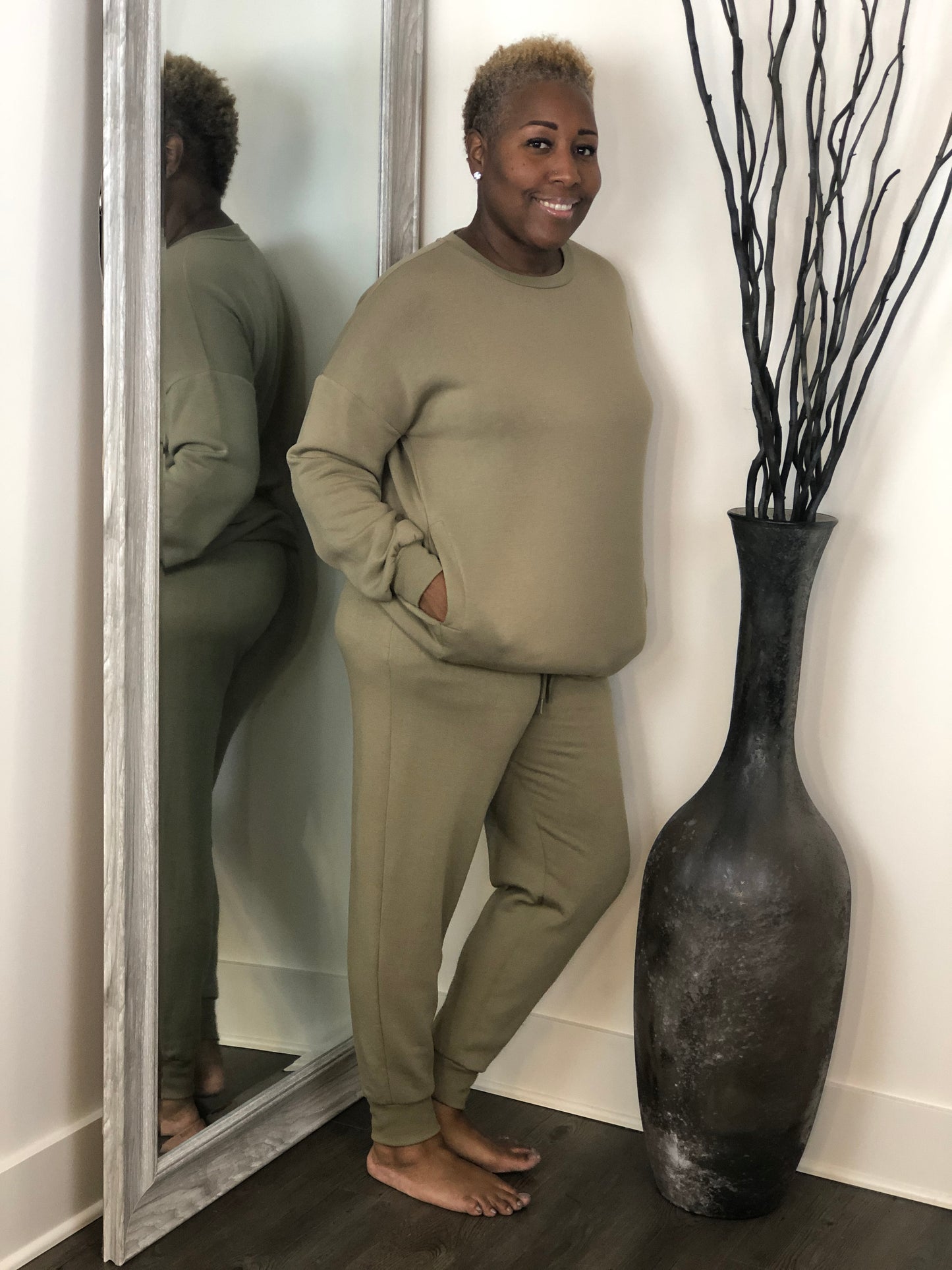 Dark Khaki Long Sleeve Sweatsuit