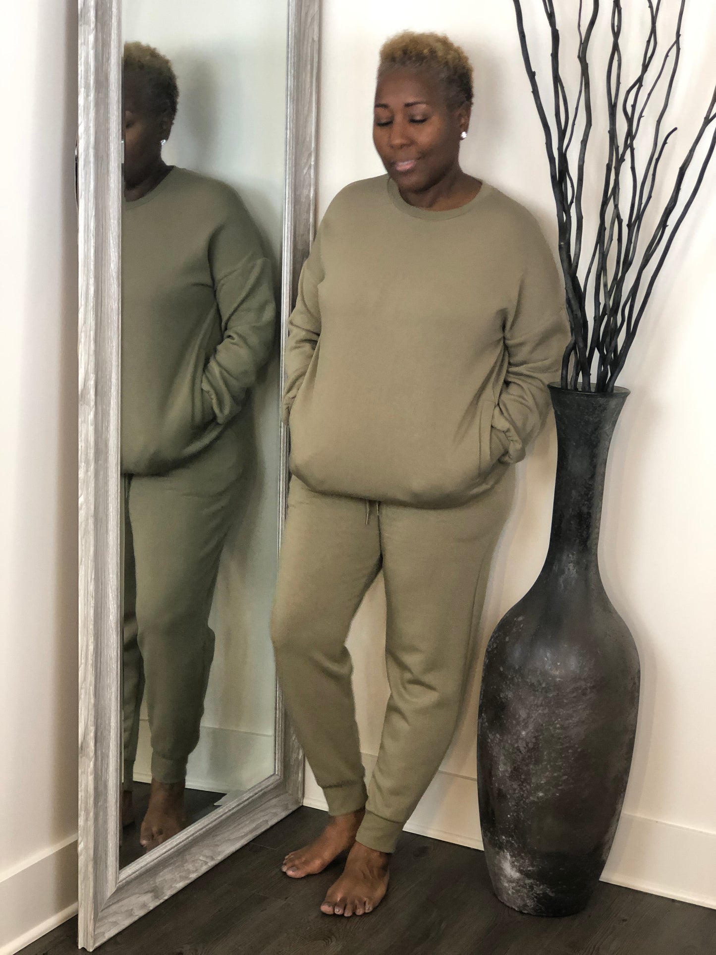 Dark Khaki Long Sleeve Sweatsuit