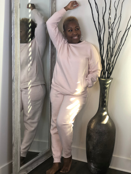 Cream Pink Sweatsuit